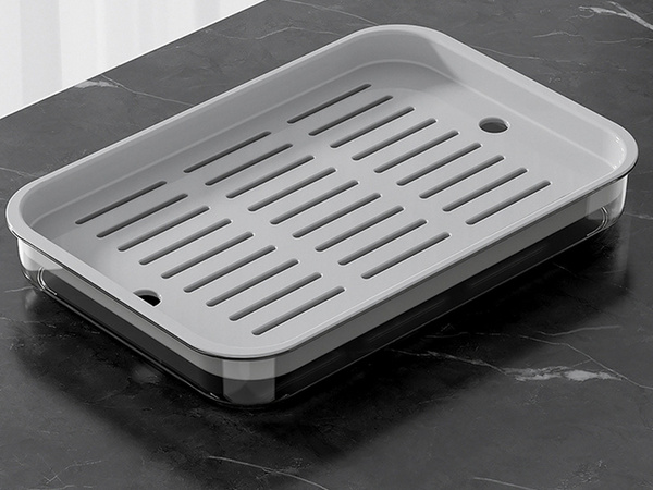 Two-layer kitchen tray drining rack for dishes vegetables fruit plastic