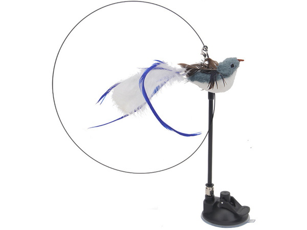 Zabawka dla kota kotów wędka interaktywana z przyssawaką ruchoma ptaszek