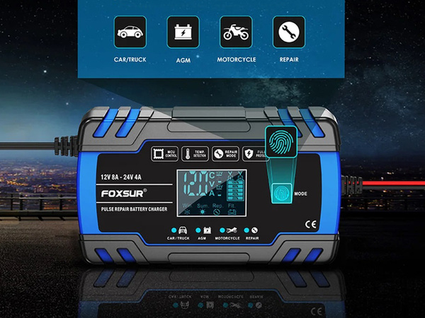 12 v 24 v automatická nabíjačka do auta s funkciou opravy batérie