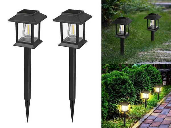 2 x SOLAR LAMP WITH TWILIGHT AND MOTION SENSOR, WATERPROOF, DECORATIVE