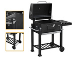 Gril de jardin au charbon de bois deux grilles thermomètre couvercle étagère cendrier grand
