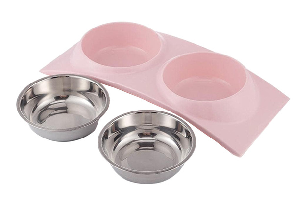 Vasos de metal para perros y gatos 2pc set 0.4 l