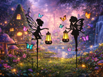 2 x DECORATIVE SOLAR LAMP WITH TWILIGHT SENSOR ELF FAIRY DECORATION LANTERN