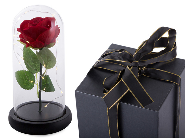 Ewige rose in glas geschenk led leuchtet box