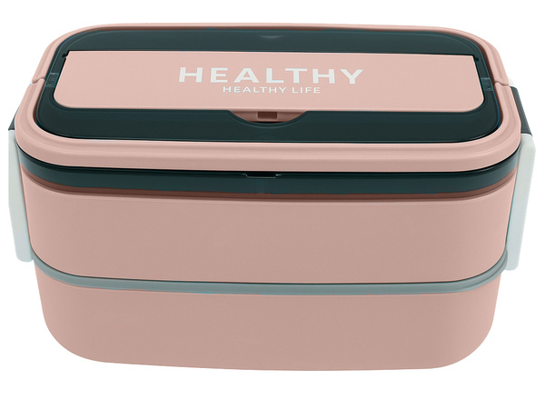 Breakfast box with compartments two-tier container xxl cutlery lunchbox 1400ml