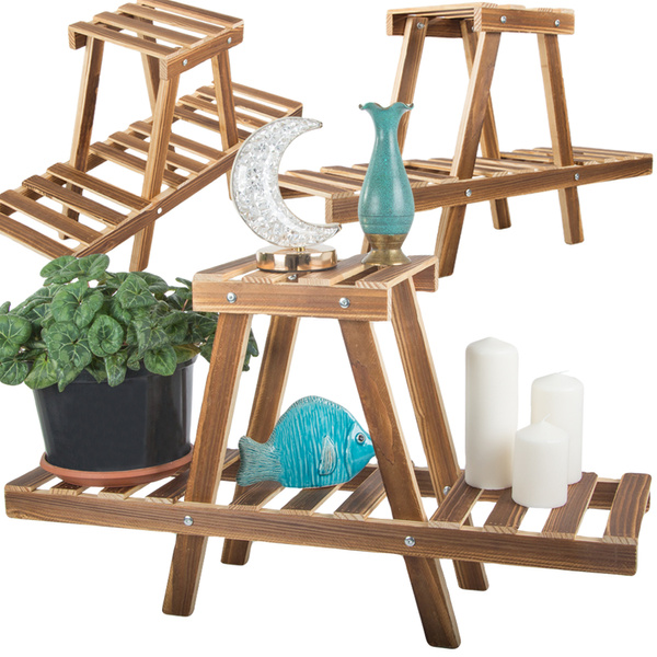 Blumenbeetständer holzblumentopf doppelstöckiges regal