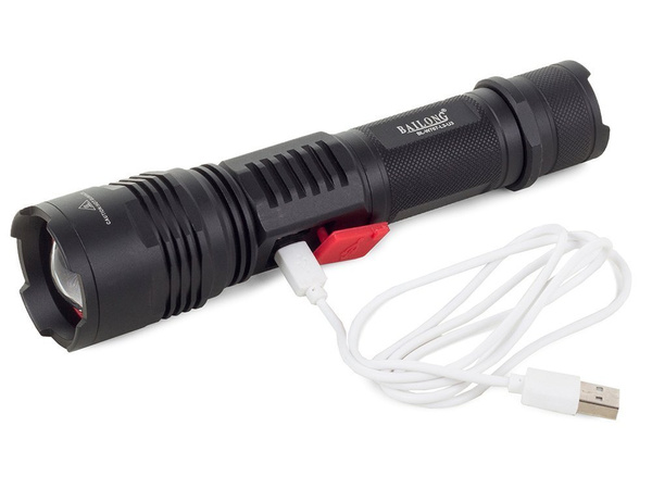 Taktická svítilna bailong cree led usb xml-l t6
