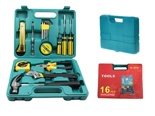 Tool set screwdrivers hammer 16 el in case