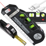 Přesná laserová vodováha s 2,5m měřící páskou laser 3 led režimy usb