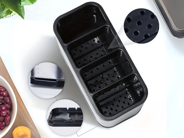 Besteckkasten edelstahl küchenorganisator 4 fächer kasten