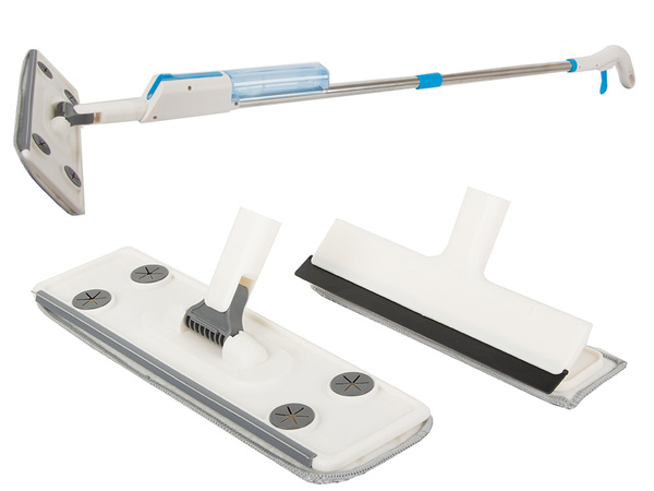 Mop flat cu spray spray spălător de vitră 3x tampoane 2in1