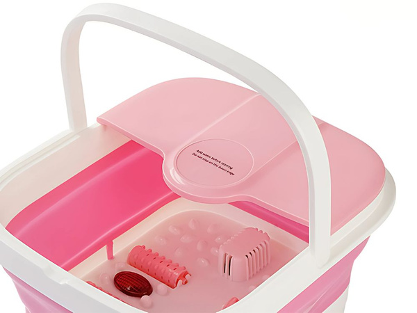 Ohřívací kbelík na nohy s bublinkovými masážními válečky skládací