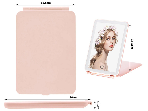 Led osvetlené make-up zrkadlo skladacie cestovné zrkadlo