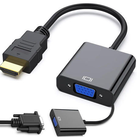 Konvertora adapteris hdmi uz vga d-sub kabelis melns