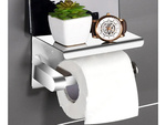 TOILET PAPER HOLDER WITH TELEPHONE SHELF FOR BATHROOM WC STEEL