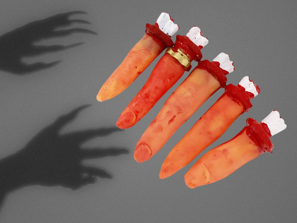 Fake abgetrennte finger halloween dekoration 5 gummi genähte finger
