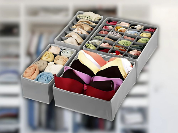Organisateur de sous-vêtements tiroir à chaussettes boîte d'armoire ensemble de 4 pièces