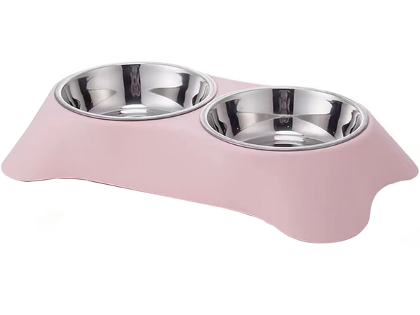 Bol dublu pentru câine pisică metal 2 boluri bufet