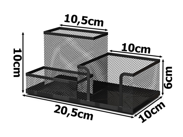 Organizador de escritorio metálico 3 compartimentos