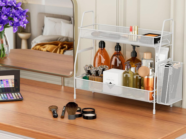 Kitchen shelf loft kitchen organiser two-storey stand with basket