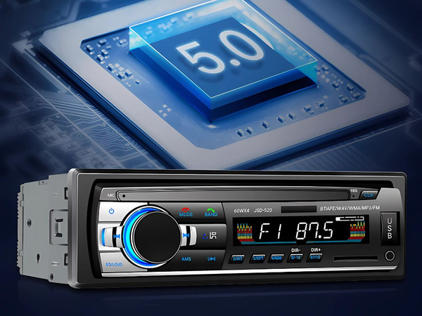 Car radio bluetooth usb aux sd 1-din microfon + pilot 4 x 60w