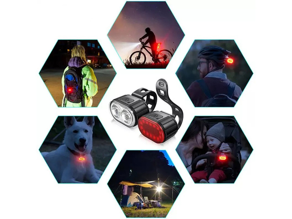 Bicicletă lumină față spate a condus pentru ghidon biciclete puternic usb luminos