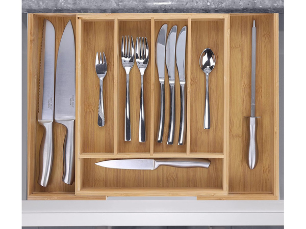 Zásuvkový organizátor pre kuchynské stoly bambus 7 dvierok 39cm l