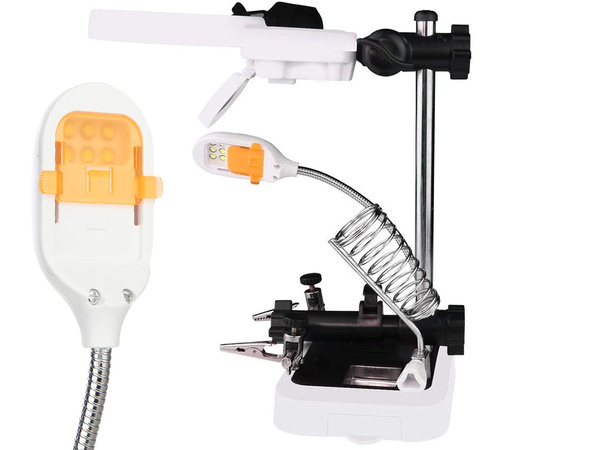 Third hand soldering kit magnifying glass holder 6 led