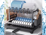 Dishwasher dryer plates cutlery cups two-level drainer with tray
