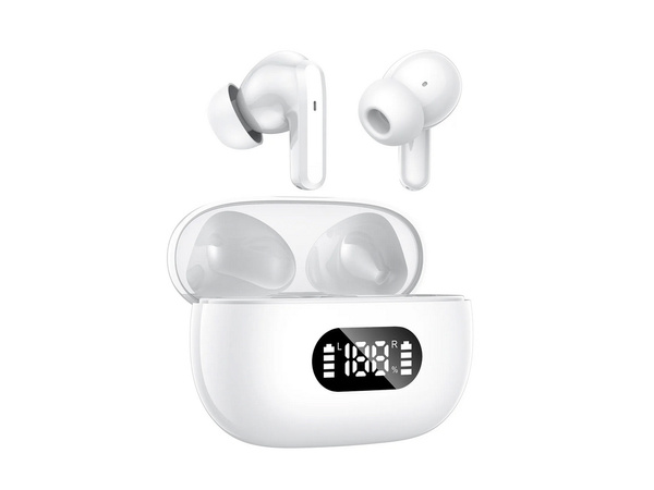 Słuchawki douszne bluetooth bezprzewodowe z etui ładującym led i mikrofonem
