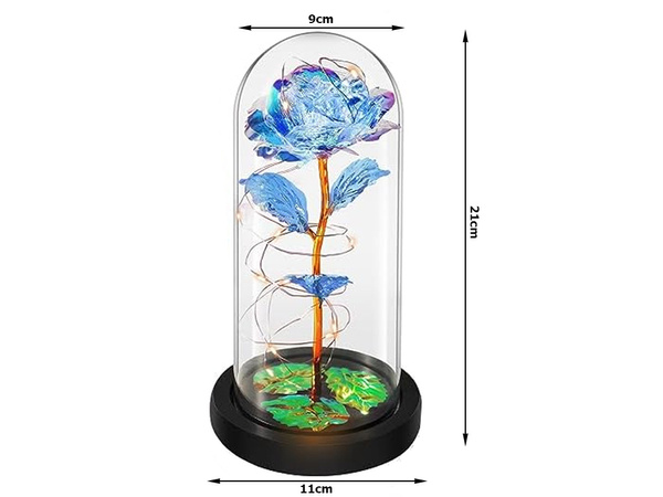 Ewige rose im glas geschenk führte leuchtend blaues glas für frauentag