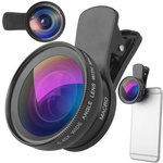 Objectif pour smartphone 2en1 0.45x 12.5x macro appareil photo clip-on