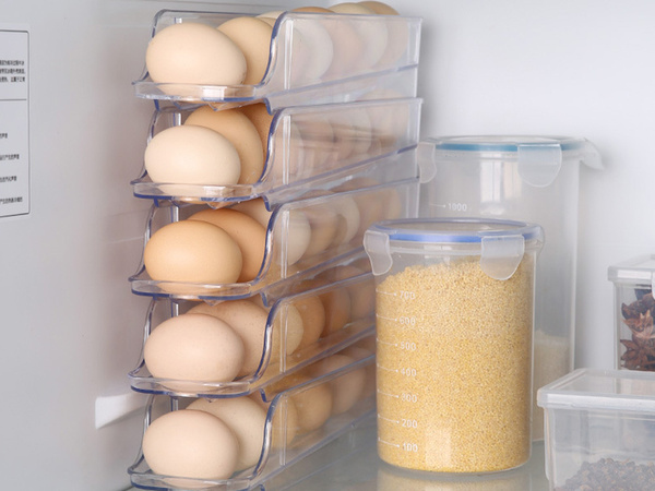 Container egg box fridge organiser for 14pcs egg tray