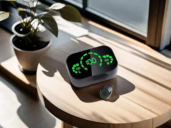 Écouteurs intra-auriculaires sans fil bluetooth avec étui de chargement à led et microphone