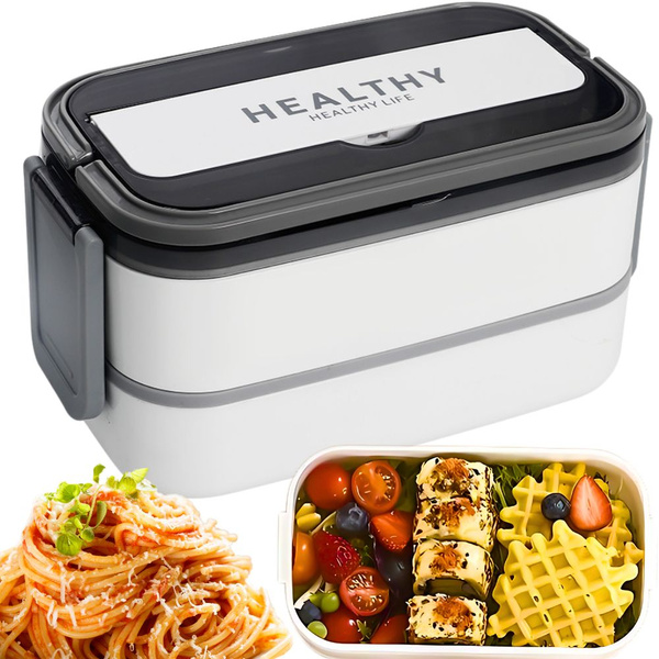 Boîte à petit-déjeuner avec compartiments boîte à plusieurs étages xxl couverts lunchbox 1400 ml