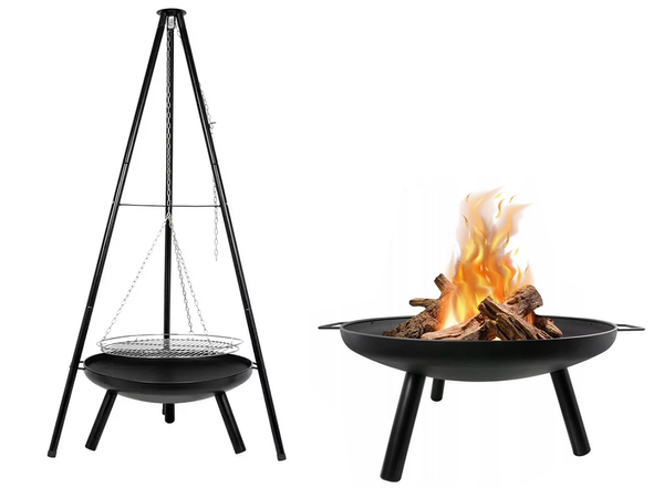 Chimenea de jardín gran trípode soporte parrilla colgante chimenea de carbón
