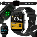 Smartwatch dámské pánské hodinky gumový řemínek sport bluetooth hovory černé