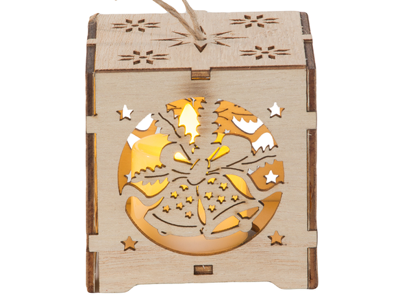 Lanterne suspendue en bois éclairage de l'arbre de noël ornement de noël cloches