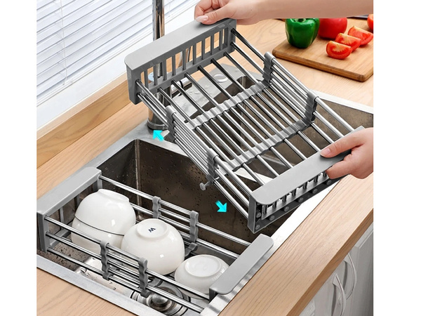 Ociekacz suszarka na zlew do naczyń teleskopowa do owoców warzyw koszyk