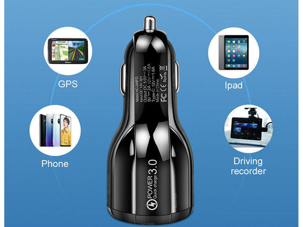 2xusb quickcharge 3.0 car charger for cigarette lighter sockets
