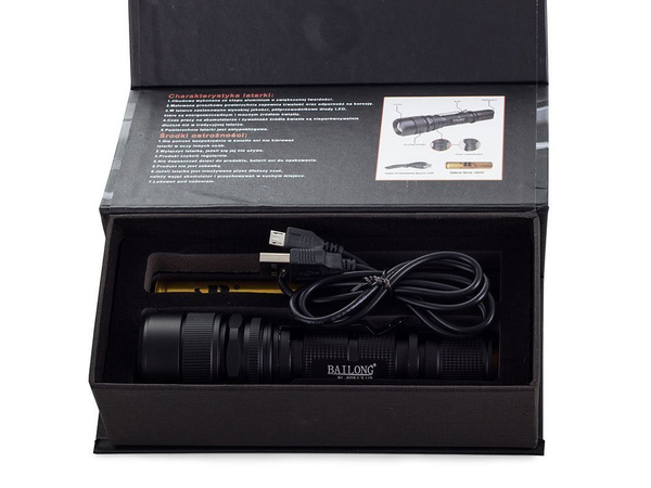 Bailong tactical led rechargeable usb torch l3-u3