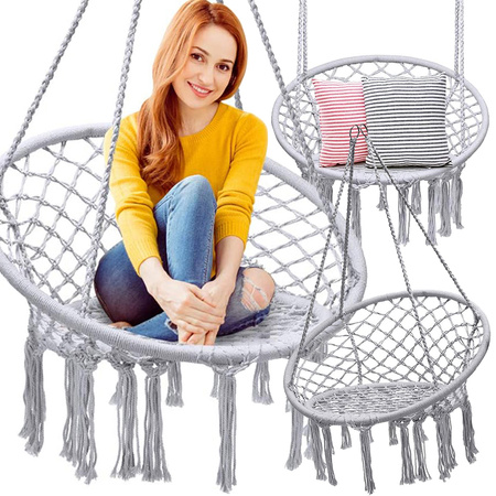 Balançoire de jardin nid de cigogne chaise suspendue boho 80cm