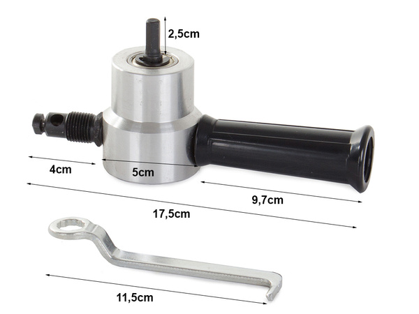 Sheet metal cutting attachment scissors on drill