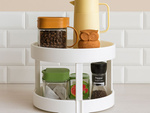 Rotating organizer for the kitchen two-level spice bowl round container