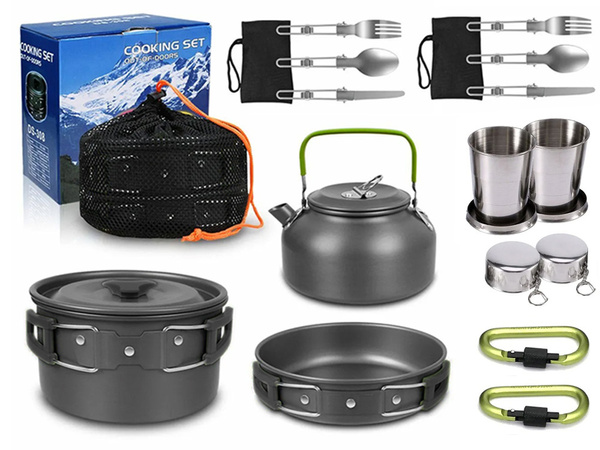 Komplet kuhinjske posode za kampiranje kemping kettle frying pan 18in1