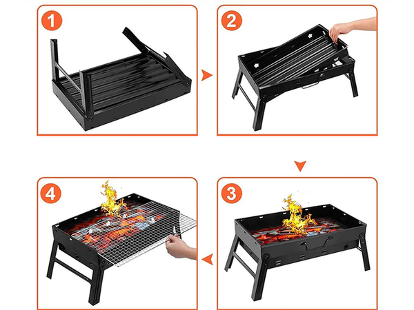 Utazó grill hordozható összecsukható tok faszén kemping bbq