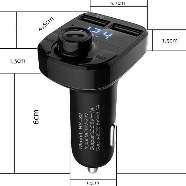 Transmitter fm sd mp3 bluetooth polnilnik 2xusb