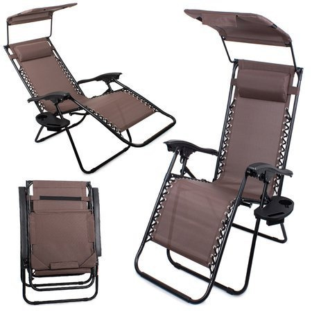 Chaise de plage pliante zero gravity 2in1 chair with canopy