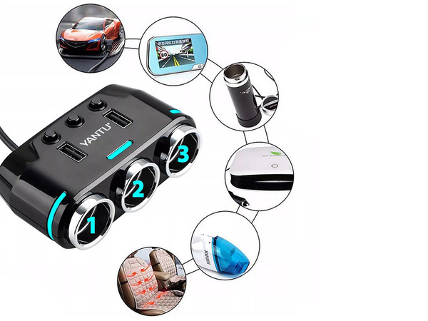 Cigarešu aizdedzinātāja ligzda 2x usb lādētājs