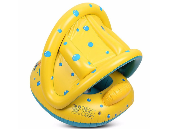 Wheel inflatable swimming toy with canopy with seat